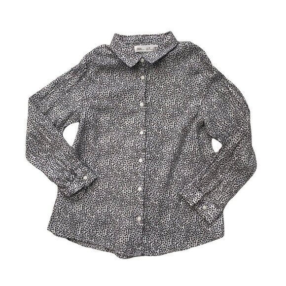 Zara Girl's Leopard Printed Shirt Button Up Front Long Sleeves Size 8 - Picture 2 of 6